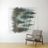 水彩の木々の素朴自然の写真の背景 タペストリー (インサイチュ(横))