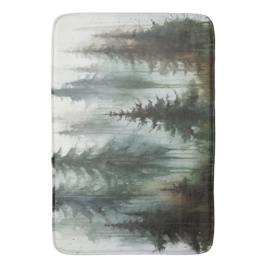 水彩の木々の素朴荒野 バスマット (正面縦)