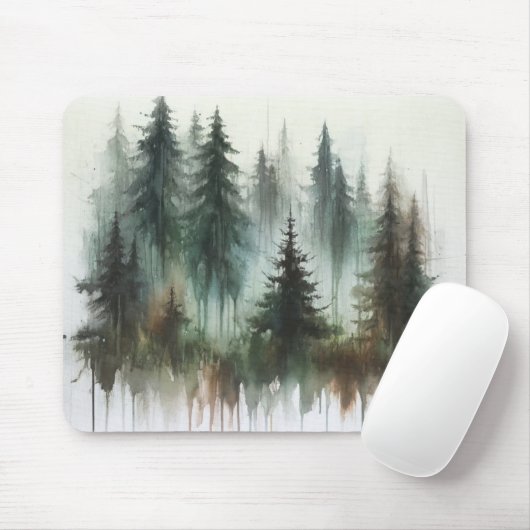 水彩の木々の素朴荒野 マウスパッド (マウス)