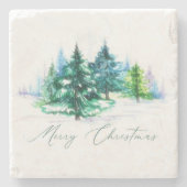 水彩の木々 ストーンコースター (正面)