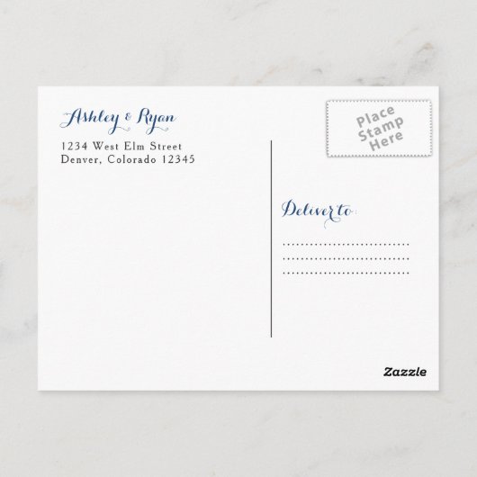 水彩の木うさぎ冬の結婚式ありがとう ポストカード (裏面)