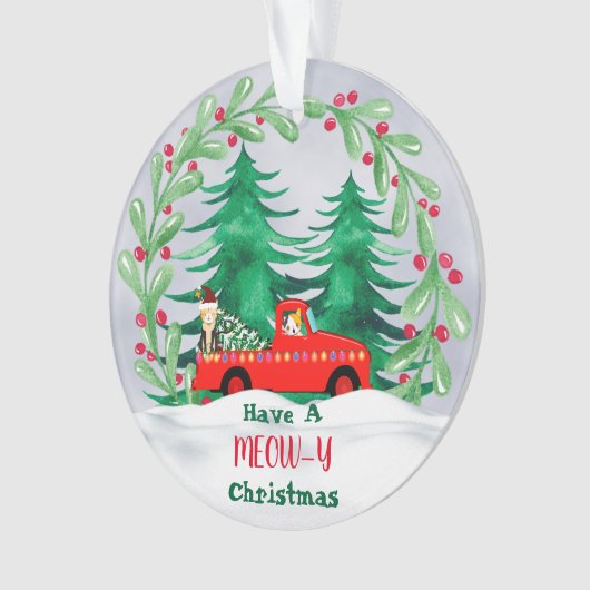 水彩の木とヴィンテージ オーナメント (正面)