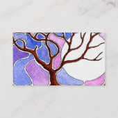 水彩の木と月をカスタマイズ-青ピンク 名刺 (裏面)