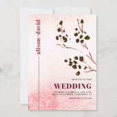 水彩の枝とブランチ 和風モダンウェディング 招待状 (正面)