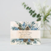 水彩の枝と松ぼっくり　願いを込めたフレーム シーズンカード (スタンド正面)