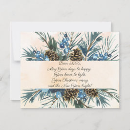 水彩の枝と松ぼっくり　願いを込めたフレーム シーズンカード