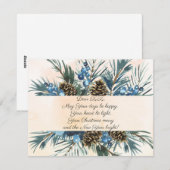 水彩の枝と松ぼっくり　願いを込めたフレーム シーズンカード (正面/裏面)