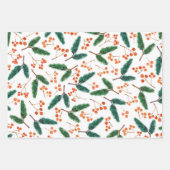 水彩の枝と果実の冬 ラッピングペーパーシート (正面2)