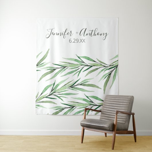 水彩の枝の背パーソナライズされた景 タペストリー (インサイチュ)