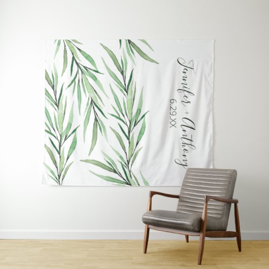 水彩の枝の背パーソナライズされた景 タペストリー (インサイチュ(横))