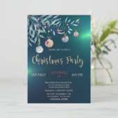 水彩の枝、ボール、グリーンカンパニーパーティー 招待状 (スタンド正面)