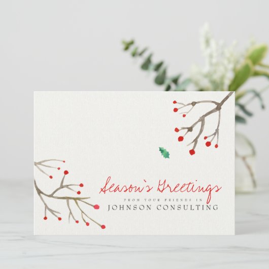 水彩の柊の葉 |季節の挨拶 シーズンカード (スタンド正面)