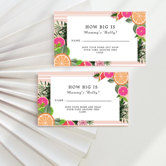 水彩の柑橘類の果物 ママのお腹はどれくらい大きくなったかな エンクロージャーカード