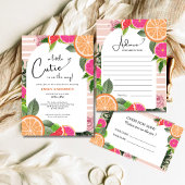 水彩の柑橘類の果物 ママのお腹はどれくらい大きくなったかな エンクロージャーカード