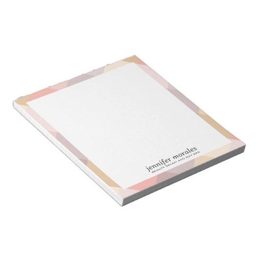 水彩の格子模様の暖かいパレットモノグラム ノートパッド (アングル)