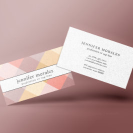 水彩の格子模様ピンククリームマウブグレー 名刺