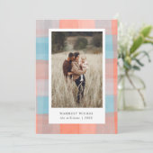 水彩の格子模様 |コーラルグレイ淡い色のブルー2写真 シーズンカード (スタンド正面)