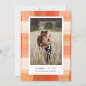 水彩の格子模様 |赤ベージュオレンジ2枚の写真 シーズンカード (正面)