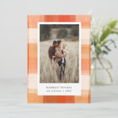 水彩の格子模様 |赤ベージュオレンジ2枚の写真 シーズンカード (スタンド正面)