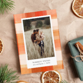 水彩の格子模様 |赤ベージュオレンジ2枚の写真 シーズンカード