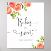 水彩の桃のベビーは甘くて楽しい ポスター (正面)