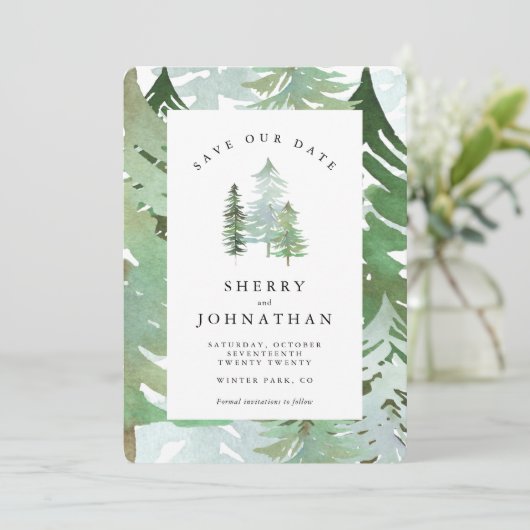 水彩の森でお互いの未来を大切にしよう 結婚式の招待状 招待状 (スタンド正面)