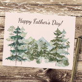 水彩の森と山の父素朴の日 カード