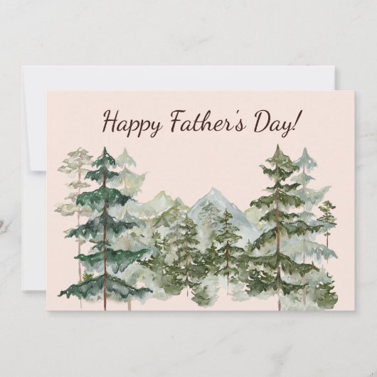 水彩の森と山の父素朴の日 カード (正面)