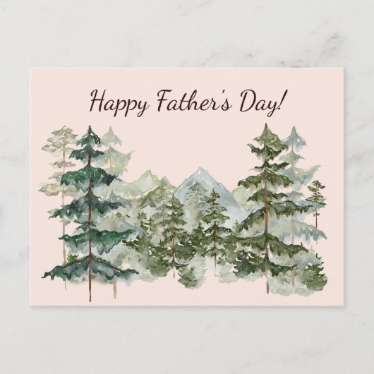 水彩の森と山の父素朴の日 ポストカード (正面)
