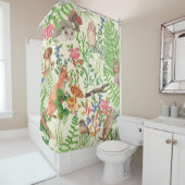 水彩の森と手描きのシームレスなパターン シャワーカーテン (インサイチュ)