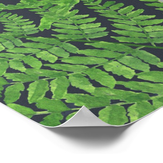 水彩の森と手描きのシームレスなパターン ポスター (角)