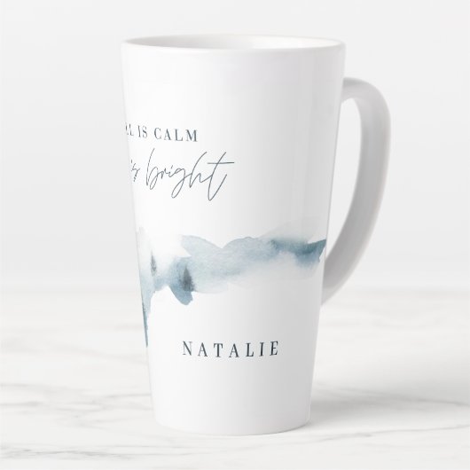 水彩の森のクリミニマルスパーソナライズされた カフェラテマグ (右アングル)