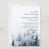 水彩の森のフクロウのウェディング 招待状 (正面)