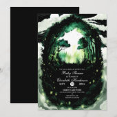 水彩の森のベビーシャワー 招待状 (正面/裏面)