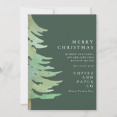 水彩の森の企業のクリスマスカード 招待状 (正面)