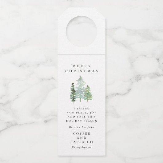 水彩の森の企業のクリスマスホリデー ボトルネックタグ (正面)