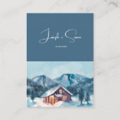 水彩の森の冬の雪山詳細 エンクロージャーカード (裏面)