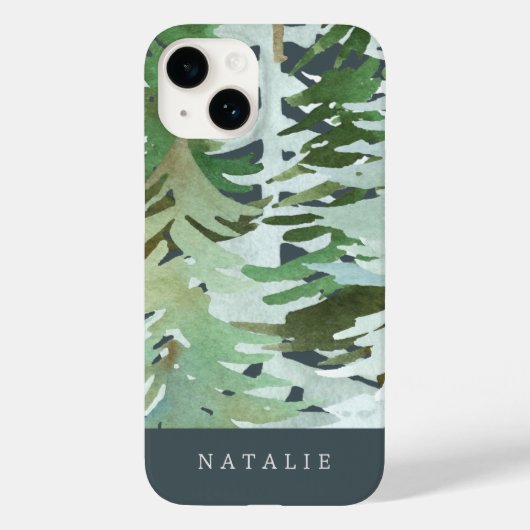 水彩の森の冬のiPhoneパーソナライズされたケース Case-Mate iPhoneケース (裏面)