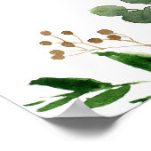 水彩の森の動物たち グリーンとリボン ポスター (角)