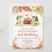 水彩の森の動物の子供の誕生日 招待状 (正面)