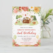 水彩の森の動物の子供の誕生日 招待状 (スタンド正面)