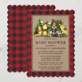 水彩の森の動物シャワー クラフト プライド 招待状 (正面/裏面)