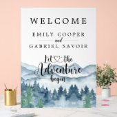 水彩の森の山のウェディングレセプション アクリルサイン (ウェディング)