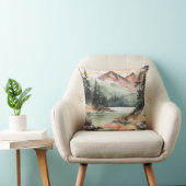 水彩の森の山の自然 クッション (椅子)