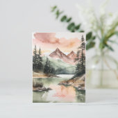 水彩の森の山の自然 ポストカード (スタンド正面)