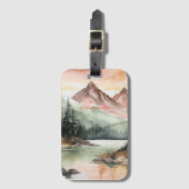 水彩の森の山の自然 ラゲッジタグ (正面縦)