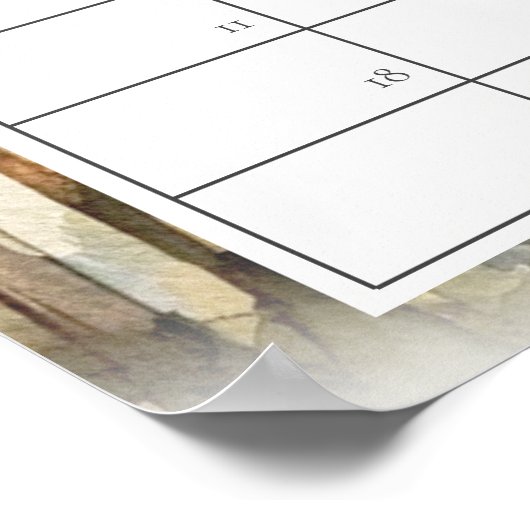 水彩の森の木々が生い茂るジャングル 赤ちゃんの誕生日予測 ポスター (角)