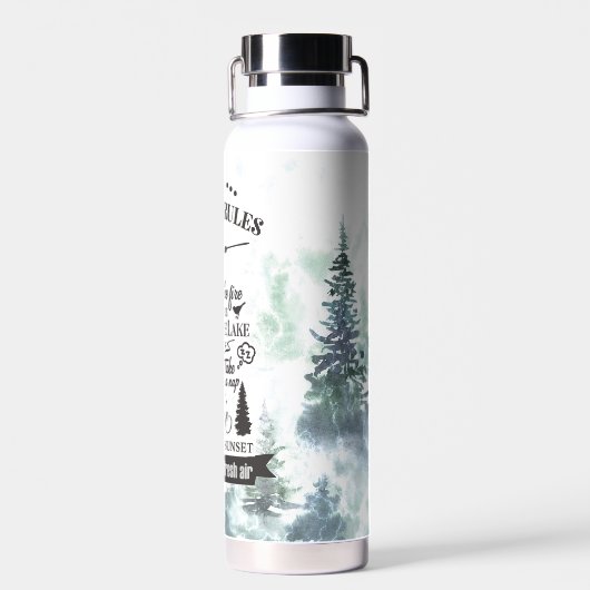 水彩の森の木キャンプ規則 ウォーターボトル (背面)