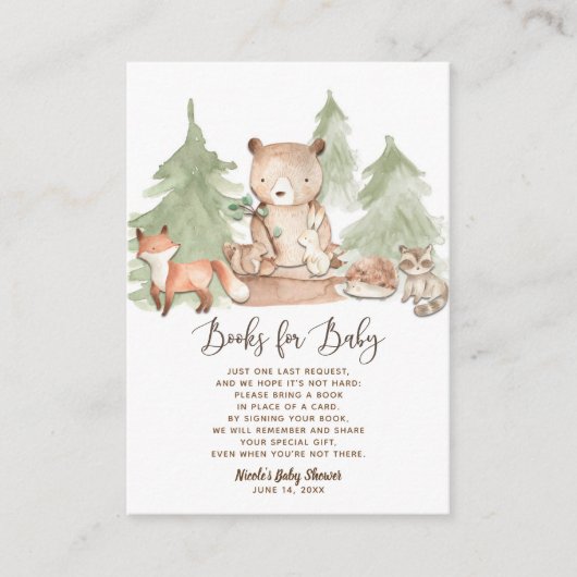 水彩の森の本のリクエスト 本を持ってくる エンクロージャーカード (正面)