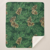 水彩の森の松の針円錐木自然 シェルパブランケット (正面)